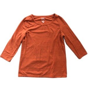 Croft & Barrow Women’s 3/4 Length Sleeve Tee Orange Rust Cotton Blend Shirt